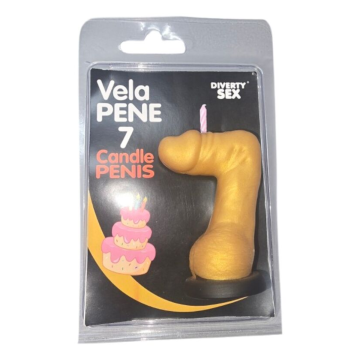 DIABLO PICANTE - CANDELA A FORMA DI PENE NELLA FORMA DEL NUMERO 7 COLORE ORO