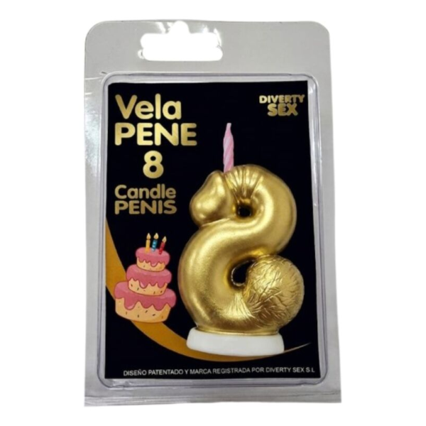 DIABLO PICANTE - CANDELA A FORMA DI PENE A FORMA DI NUMERO 8 COLORE ORO