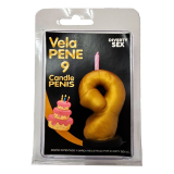 DIABLO PICANTE - PENIS CANDLE IN THE SHAPE OF THE NUMBER 0 GOLD COLOR