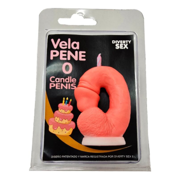 DIABLO PICANTE - CANDELA A FORMA DI PENE A FORMA DI NUMERO 0 COLORE ROSA