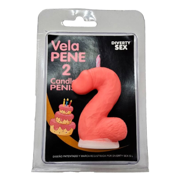 DIABLO PICANTE - CANDELA A FORMA DI PENE A FORMA DI NUMERO 2 COLORE ROSA