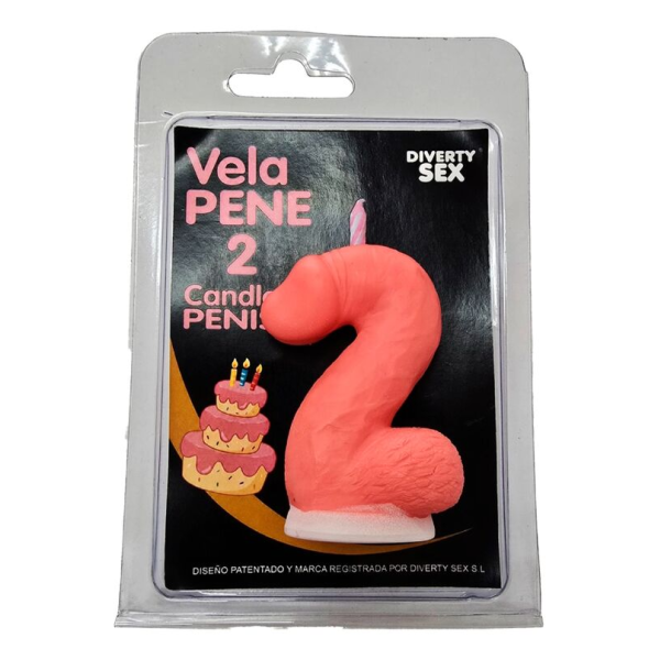 DIABLO PICANTE - BOUGIE PÉNIS EN FORME DE CHIFFRE 2 ROSE