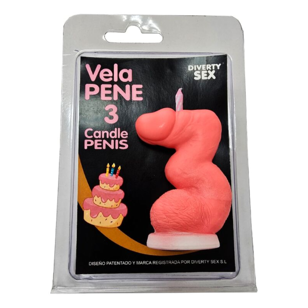 DIABLO PICANTE - CANDELA A FORMA DI PENE A FORMA DI NUMERO 3 COLORE ROSA