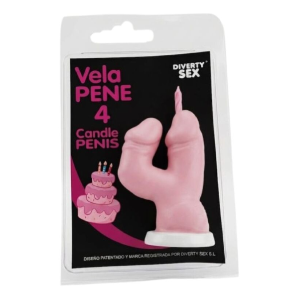 DIABLO PICANTE - PENIS CANDLE IN THE SHAPE OF THE NUMBER 4 PINK COLOR