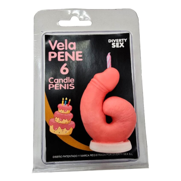 DIABLO PICANTE - CANDELA A FORMA DI PENE A FORMA DI NUMERO 6 COLORE ROSA