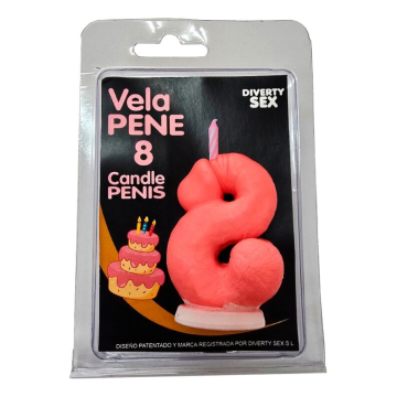 DIABLO PICANTE - CANDELA A FORMA DI PENE A FORMA DI NUMERO 8 COLORE ROSA