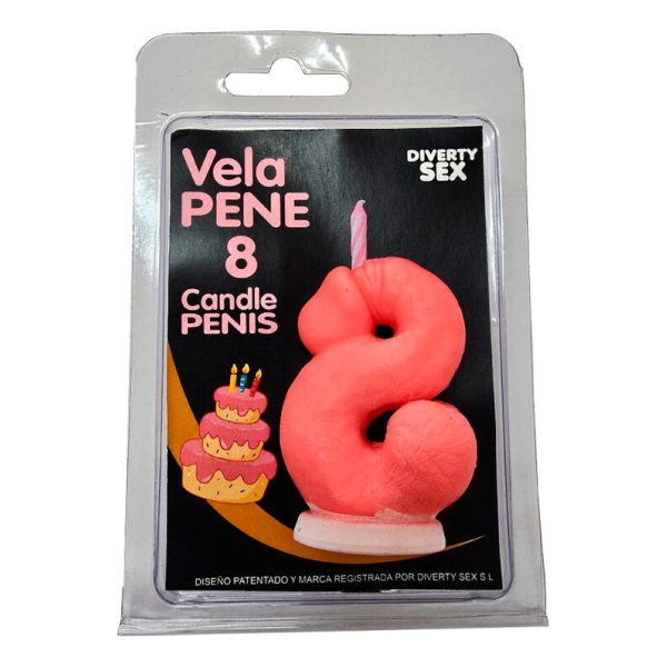 DIABLO PICANTE - PENIS CANDLE IN THE SHAPE OF THE NUMBER 8 PINK COLOR