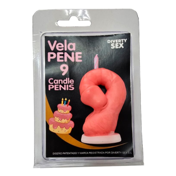 DIABLO PICANTE - BOUGIE PÉNIS EN FORME DE CHIFFRE 9 ROSE