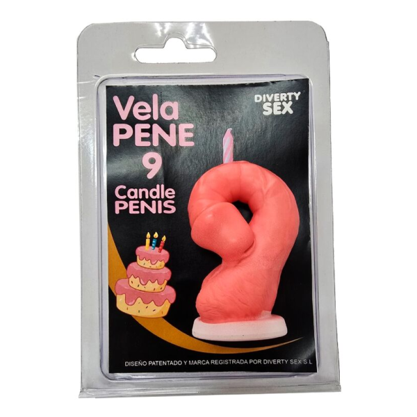 DIABLO PICANTE - BOUGIE PÉNIS EN FORME DE CHIFFRE 9 ROSE