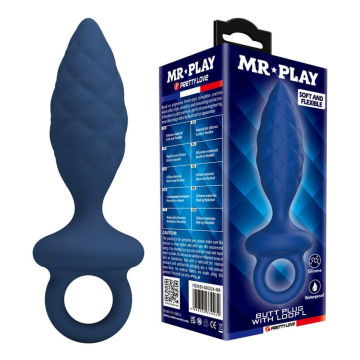 MR PLAY - STRUKTURIERTER ANALPLUG MIT RING BLAU L