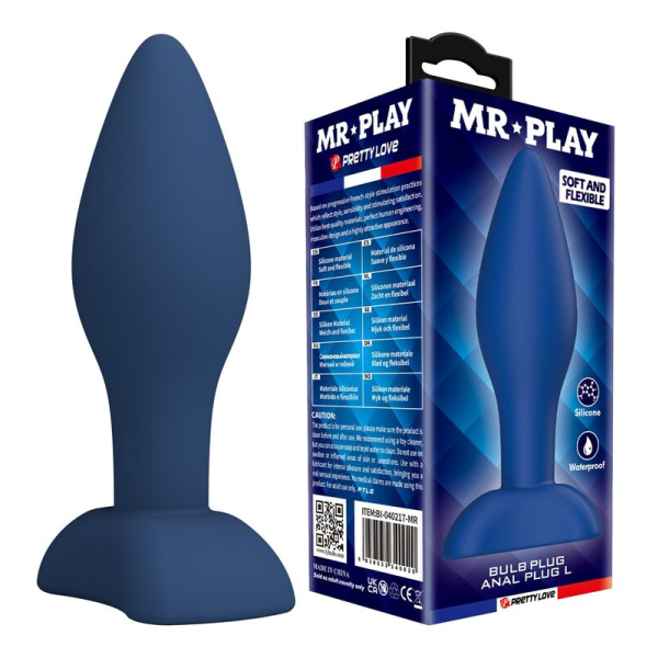 MR PLAY - TAPERED SILICONE ANAL PLUG BLUE L