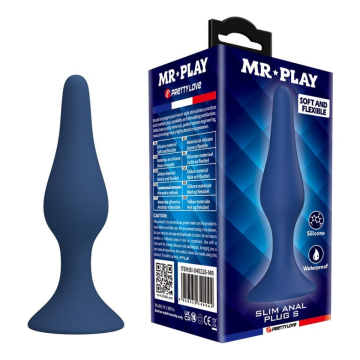 MR PLAY - BLUE SILICONE SLIM ANAL PLUG SIZE S
