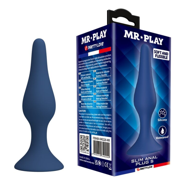 MR PLAY - PLUG ANALE SLIM IN SILICONE BLU TAGLIA S