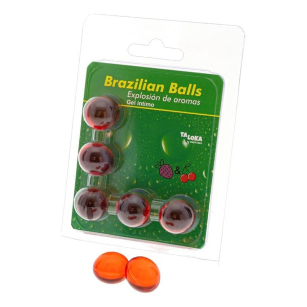 TALOKA - 5 BRAZILIAN BALLS STRAWBERRY & CHERRY INTIMATE GEL