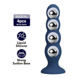 MR PLAY - ANAL PLUG WITH 4 METAL BALLS AND SUCTION CUP BLUE