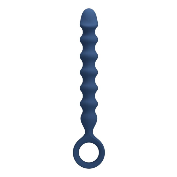 MR PLAY - BLUE SILICONE ANAL BEADS & ANAL PLUG -Ø- 3,4 CM - 28.5 CM