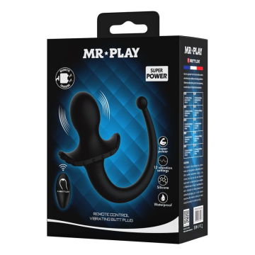 MR PLAY - VIBRATORE ANALE E PERINEO CON TELECOMANDO WIRELESS, NERO