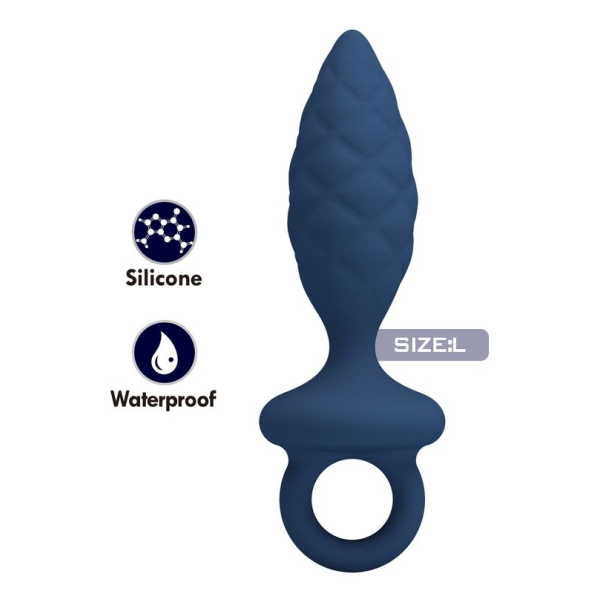 MR PLAY - TEXTURED ANAL PLUG WITH RING BLUE L