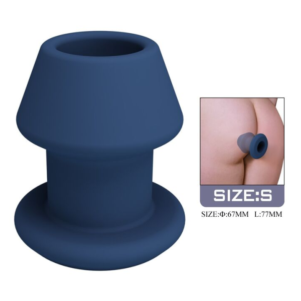 MR PLAY - JACK BLUE SILICONE HOLLOW ANAL PLUG SIZE S