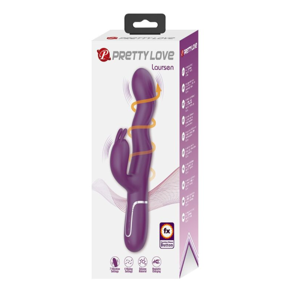 PRETTY LOVE - LOURSEN RABBIT VIBRATOR WITH THRUSTING MOTION AND 7 VIBRATIONS USB RECHARGEABLE PURPLE