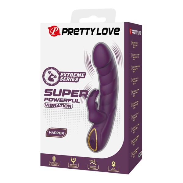 PRETTY LOVE - HARPER RECHARGEABLE RABBIT VIBRATOR 10 FUNCTIONS PURPLE