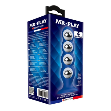 MR PLAY - PLUG ANALE CON 4 SFERE METALLICHE E VENTOSA BLU