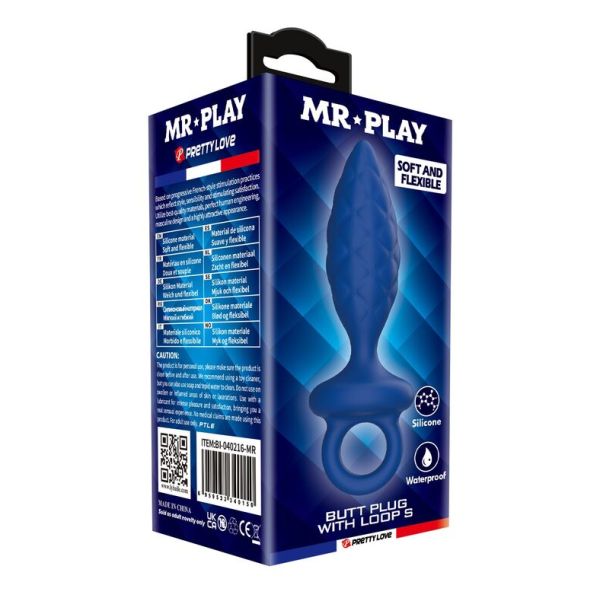 MR PLAY - PLUG ANAL TEXTURÉ AVEC ANNEAU BLEU S