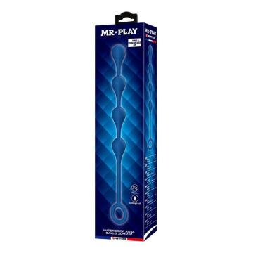 MR PLAY - PERLE ANALI IN SILICONE BLU TAGLIA M 33 CM