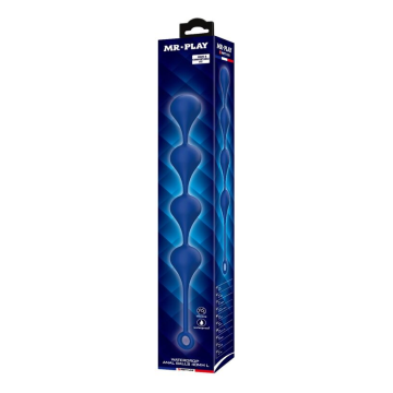 MR PLAY - PERLE ANALI IN SILICONE BLU TAGLIA L 42,6 CM