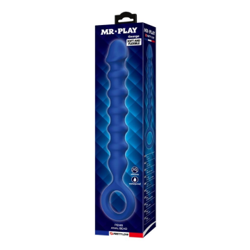 MR PLAY – BLAUE SILIKON-ANALPERLEN & ANALPLUG – Ø – 3,4 CM – 28,5 CM