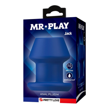 MR PLAY - JACK BLUE SILIKON-HOLZ-ANALPLUG GRÖSSE M