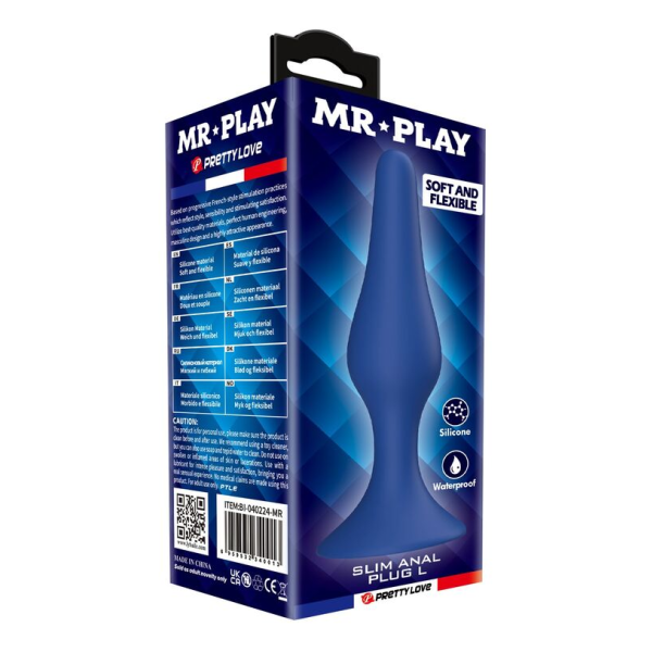 MR PLAY - PLUG ANALE SLIM IN SILICONE BLU L