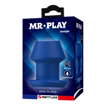 MR PLAY - JACK BLEU PLUG ANAL CREUX EN SILICONE, TAILLE S