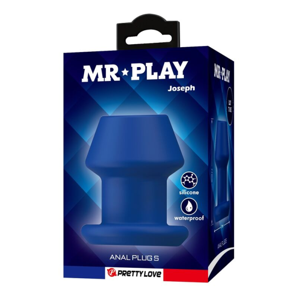 MR PLAY - JACK BLUE SILICONE HOLLOW ANAL PLUG SIZE S