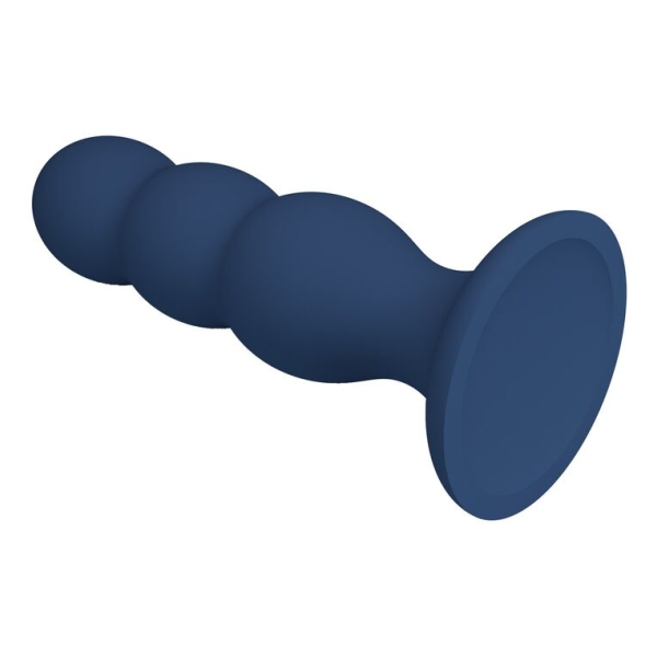 MR PLAY - ANALPLUG MIT METALLKUGELN UND SAUGNAPF, BLAU