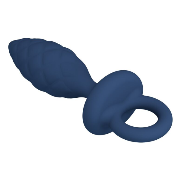 MR PLAY - TEXTURED ANAL PLUG WITH RING BLUE L