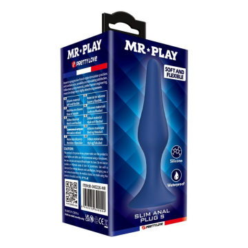 MR PLAY - BLUE SILICONE SLIM ANAL PLUG SIZE S