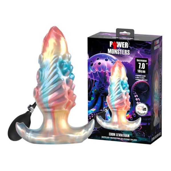 POWER MONSTERS - PLUG ANAL GONFLABLE TRICOLOR EBON LEVIATHAN 18 CM
