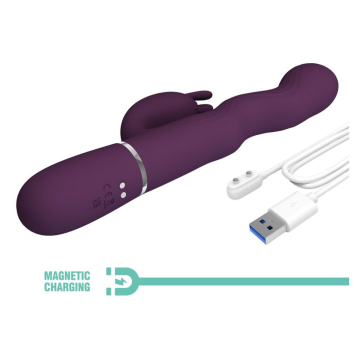 PRETTY LOVE - LOURSEN RABBIT VIBRATOR WITH THRUSTING MOTION AND 7 VIBRATIONS USB RECHARGEABLE PURPLE