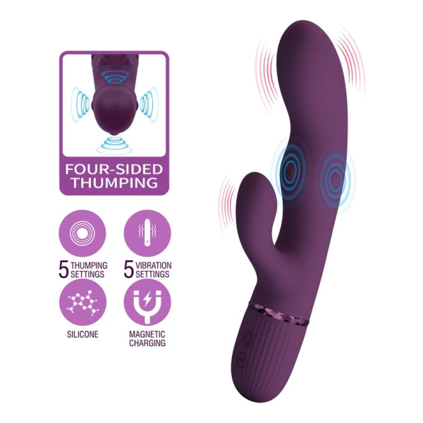 PRETTY LOVE - ZACH VIBRATEUR LAPIN RECHARGEABLE À POUSSER 5+5 FONCTIONS