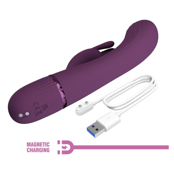 PRETTY LOVE - ROCCO RECHARGEABLE RABBIT VIBRATOR 10 FUNCTIONS PURPLE