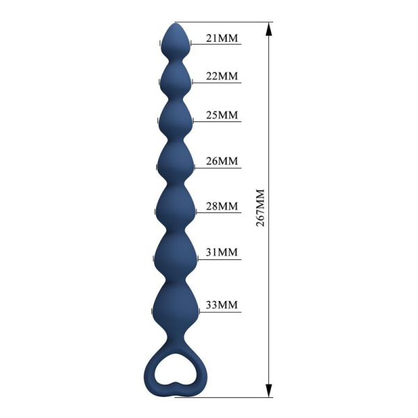MR PLAY - PERLE ANALALI IN SILICONE BLU E PLUG ANAL 26,7 CM