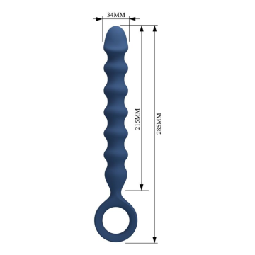 MR PLAY - BLUE SILICONE ANAL BEADS & ANAL PLUG -Ø- 3,4 CM - 28.5 CM