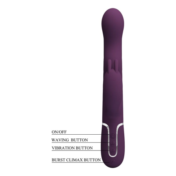 PRETTY LOVE - VIBRATORE A FORMA DI CONIGLIO LOURSEN CON MOVIMENTO DI SPINTA E 7 VIBRAZIONI, RICARICABILE TRAMITE USB, VIOLA