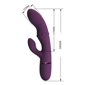 PRETTY LOVE - ZACH VIBRATEUR LAPIN RECHARGEABLE À POUSSER 5+5 FONCTIONS