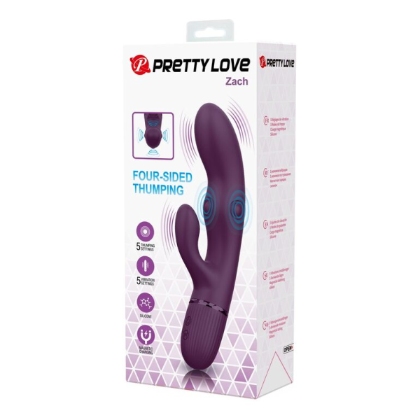 PRETTY LOVE - ZACH RECHARGEABLE THRUSTING RABBIT VIBRATOR 5+5 FUNCTIONS