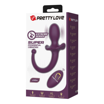 PRETTY LOVE - LIOEA VIBRATING ANAL PLUG WITH TAIL 12 FUNCTIONS PURPLE REMOTE CONTROL