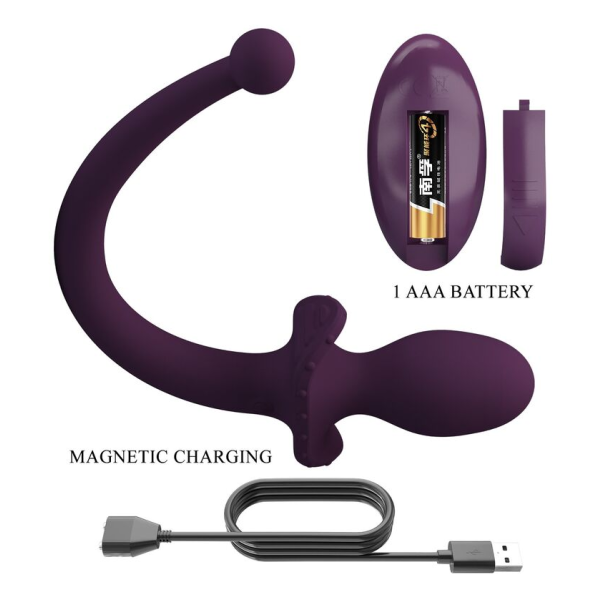 PRETTY LOVE - LIOEA VIBRATING ANAL PLUG WITH TAIL 12 FUNCTIONS PURPLE REMOTE CONTROL