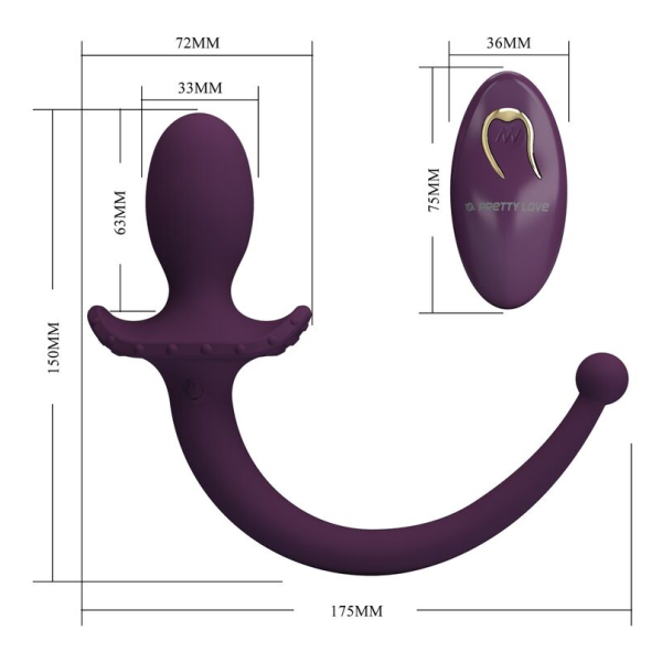 PRETTY LOVE - LIOEA VIBRIERENDER ANALPLUG MIT SCHWANZ, 12 FUNKTIONEN, LILA FERNBEDIENUNG