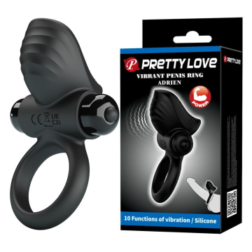PRETTY LOVE - ADRIEN ANNEAU PÉNIS VIBRANT 10 FONCTIONS NOIR